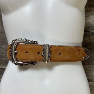 Brighton Tan Leather Belt with Silver Buckle